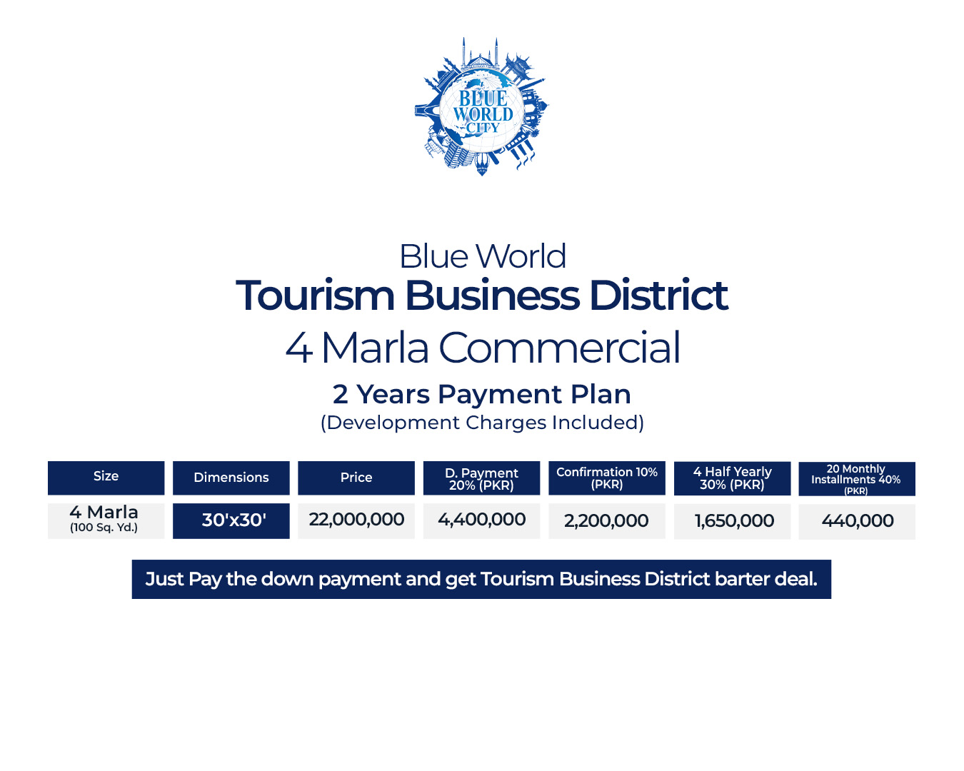 4 marla tourism business district payment plan